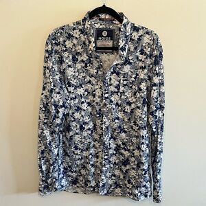 Noize Navy and White Floral Button-Front Shirt
